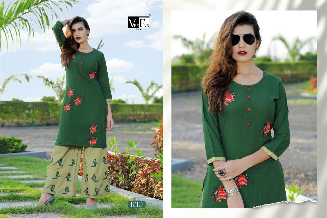 Plazzo Bar Veefab Rayon Embroidery Kurti Catalog Plazzo Bar Veefab Rayon Embroidery Kurti Catalog